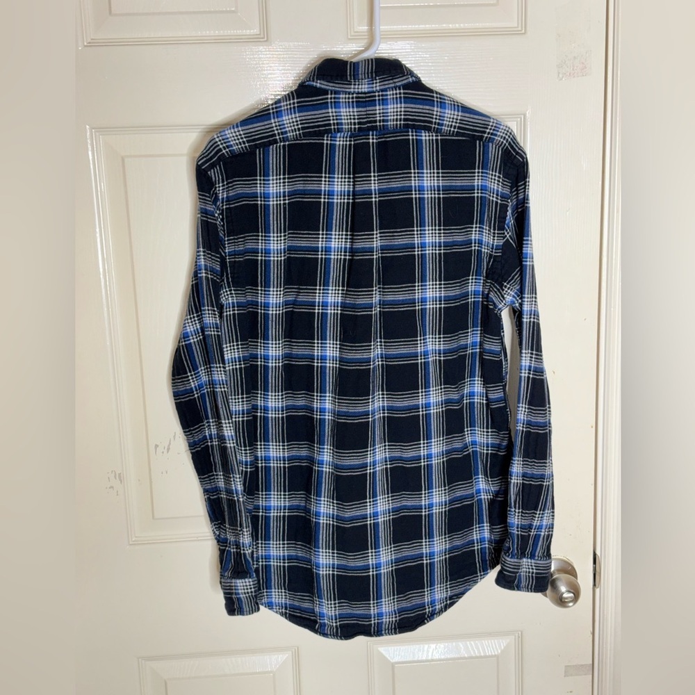 RALPH LAUREN Mens M DOUBLE FACED PLAID SPORT SHIRT Blue Black COTTON​​ - Picture 8 of 11
